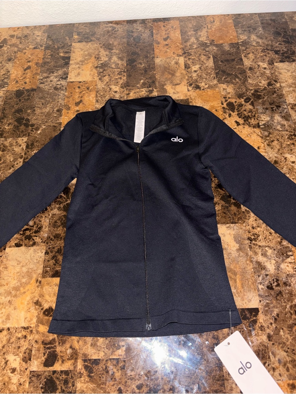 ALO Yoga Black Full-Zip Athletic Jacket